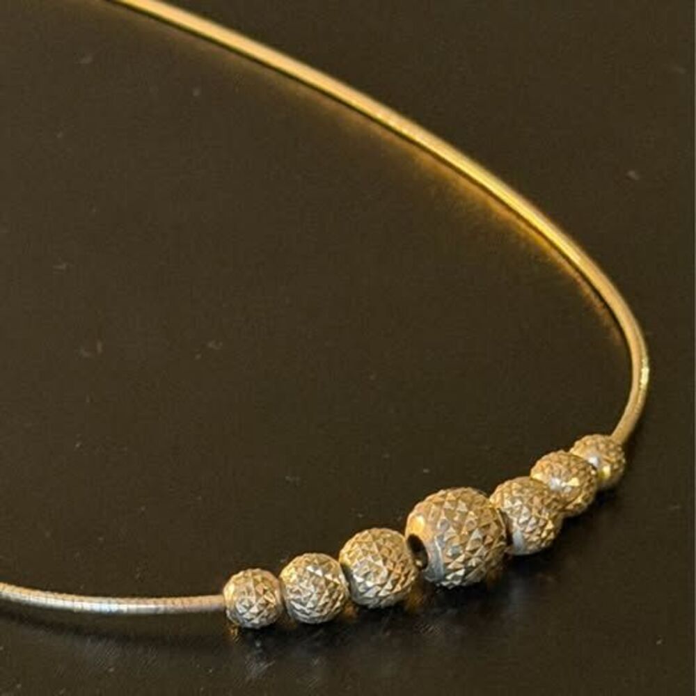 Italian Sterling Silver Diamond-Cut Bead Necklace | 14” Gold Wash